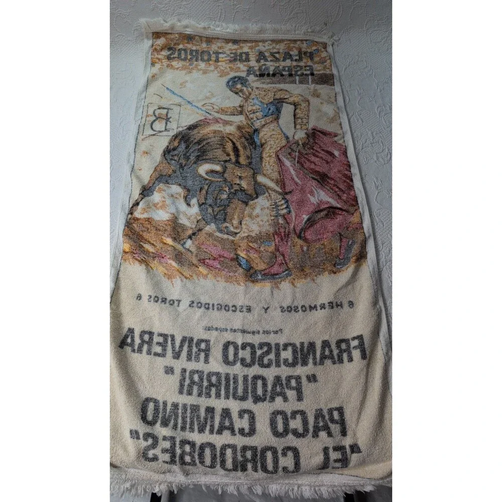 Vintage Plaza de Toros Espana Francisco Rivera Paco Camino Towel Bullfighting